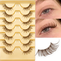 Half Lashes Brown Lash Strips Clear Band Eyelashes Natural Fake Eyelash Wispy False Lash Pack 8 Pair CC Curl Dark Brown Half Eyelashes 3/4 Corner Falsies