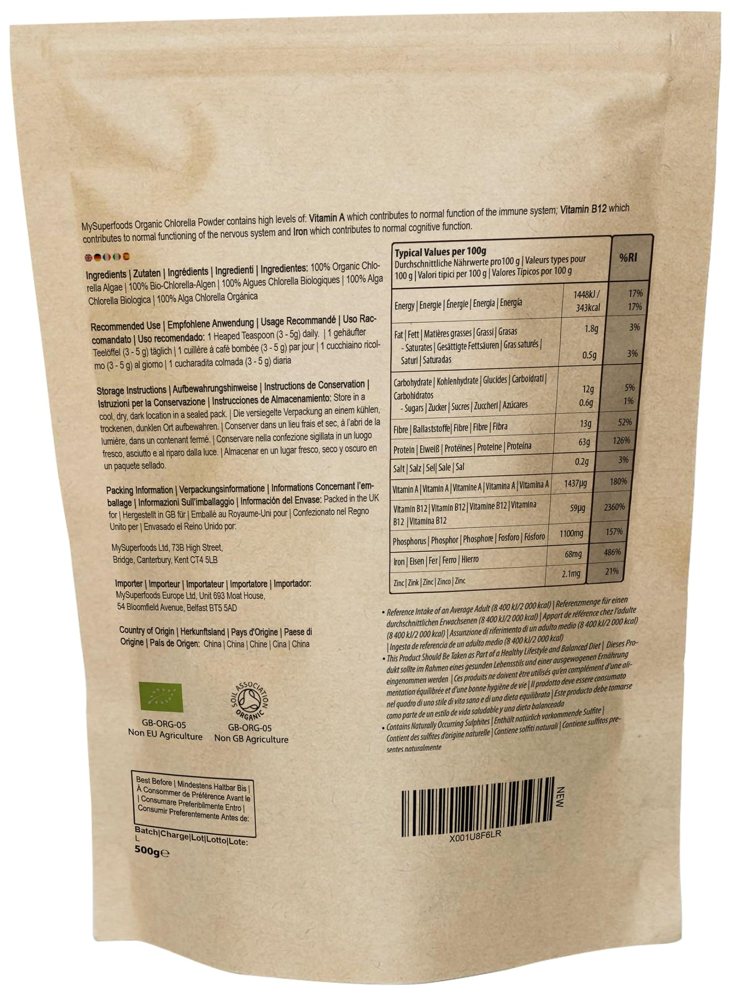 MySuperfoods Organic Chlorella Powder (500g), Natural Source of Protein