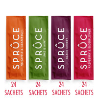 Spruce Natural Water Flavouring With Vitamins – Mega Mixed Pack Taster Bundle – 4 Flavours, 96 Drinks – No Sugar – Made With Real Fruits – Healthy Modern Squash Cordial – Perfect For Hydration