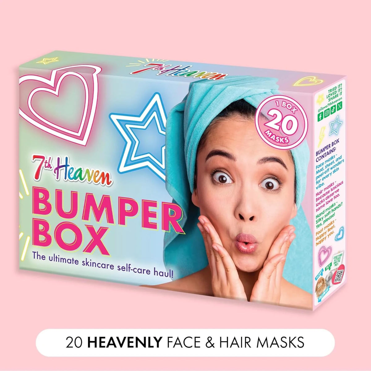 7th Heaven Bumper Box Skin Care Gift Collection, Pack of 20 Face, Hair and Body Masks, Mud, Cream and Peel-Off Variety, Deeply Moisturising, Hydrating and Fruity Pamper Set