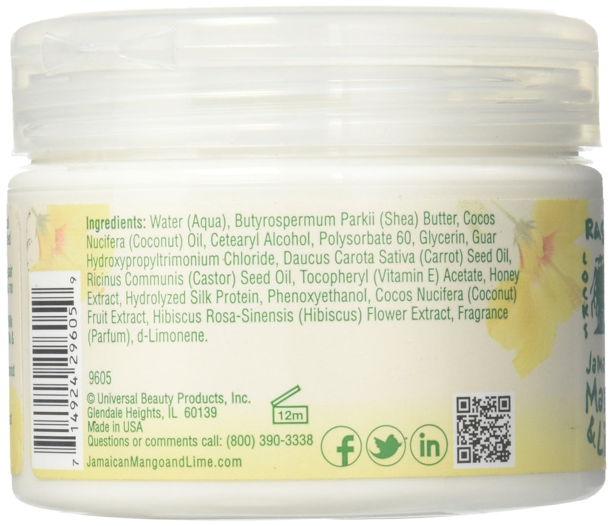 Jamaican Mango & Lime PURE NATURALS WITH SMOOTH MOISTURE COCONUT MILK & HONEY MOISTURE MASQUE 12OZ