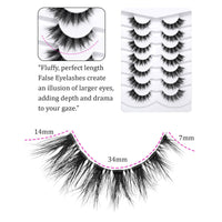 Himirell False Eyelashes 6D Lightweight Natural Comfortable 7-14 mm Demi Wispy Cat Eye Lashes Clear Band Daily Eyelashes Strips Fluffy Soft Fake Eyelashes Packs