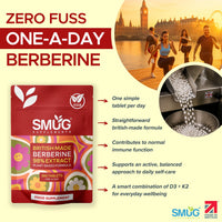 Berberine 98% Extract – 365 Micro Tablets – One A Day – Plant Based – Vegan – Made in Britain – SMUG Supplements