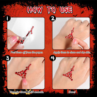 HOWAF 2 PCS Halloween Face Stickers Jewels, Clown Face Tattoos Rhinestone Temporary Tattoos for Clown Costume Halloween Costumes Men Women Kids, A
