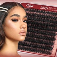 Cluster-Lashes 100D Individual-Eyelashes, Higu clace 12-20mm Thick Eyelash-Clusters D Curl, DIY Lash Extensions at Home (100D 12-20)