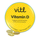 VITL Vitl Vitamin D3 | for Immune System, Bone, Teeth, Muscle, Heart Strength & Support | 30 Vegan Softgel Capsules in Pocket-Sized Tin