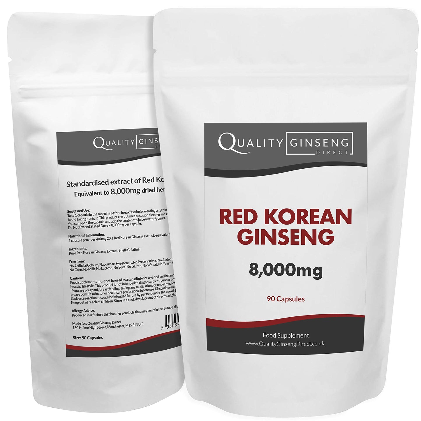 Quality Ginseng Direct Red Korean Ginseng - 8,000mg Capsules - Powerful Formula (90)