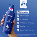 NIVEA Rich Nourishing Body Lotion (400ml), Rich 72H Hydration Moisturiser for Dry Skin Made with Deep Moisture Serum and Almond Oil, Intensive Hydration Body Lotion