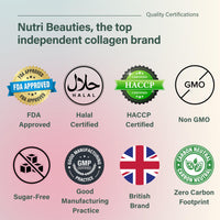 NUTRI BEAUTIES Pure Grass Fed Bovine Collagen Peptides Powder 10,000Mg | 19 Essential Amino Acids | Unflavoured 350g Hydrolyzed Collagen for Women & Men (Type I & III) | 35 Day Supply | Halal | Skin