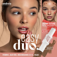 Andreia Professional MAKEUP - Easy Duo Sculpt & Blush Stick - Blush & Contouring 2 in 1 - Creamy, blendable Texture - Colours 04 Dark Contour - 10g