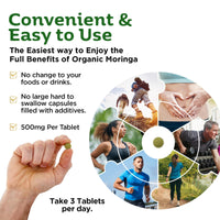 Organic Moringa Tablets with Pure Organic Moringa Powder, Easier to Swallow Than Moringa Capsules & Rich in Essential Vitamins & Minerals by Inner Vitality