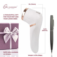 Own Harmony Electric Hard Skin Remover with Vacuum Absorption- Professional Pedicure Tools for Pedi Callus Foot Care - 3 Rollers Electronic Feet File CR2100 - Best for Dry, Cracked Heels (USB Cord)