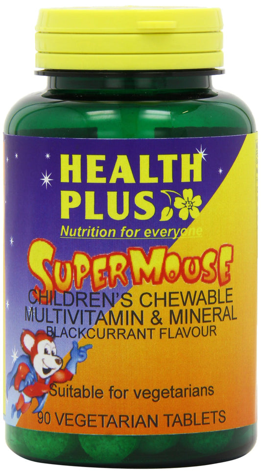 Health Plus Supermouse - Blackcurrant Flavour Children's Chewable Multivitamin Supplement - 90 Tablets