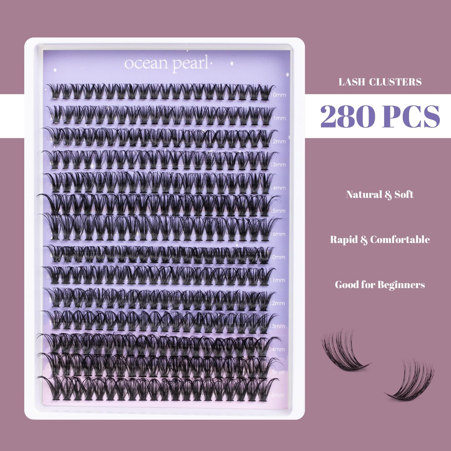 ocean pearl Ocean Pearl 280 PCS Individual Eyelashes 40D 50D Cluster Lashes 10-16mm Lash Clusters Natural Lashes Fluffy Lash Extension Clusters C Curl D Curl Eyelash Clusters DIY Lash Extensions-40D+50D