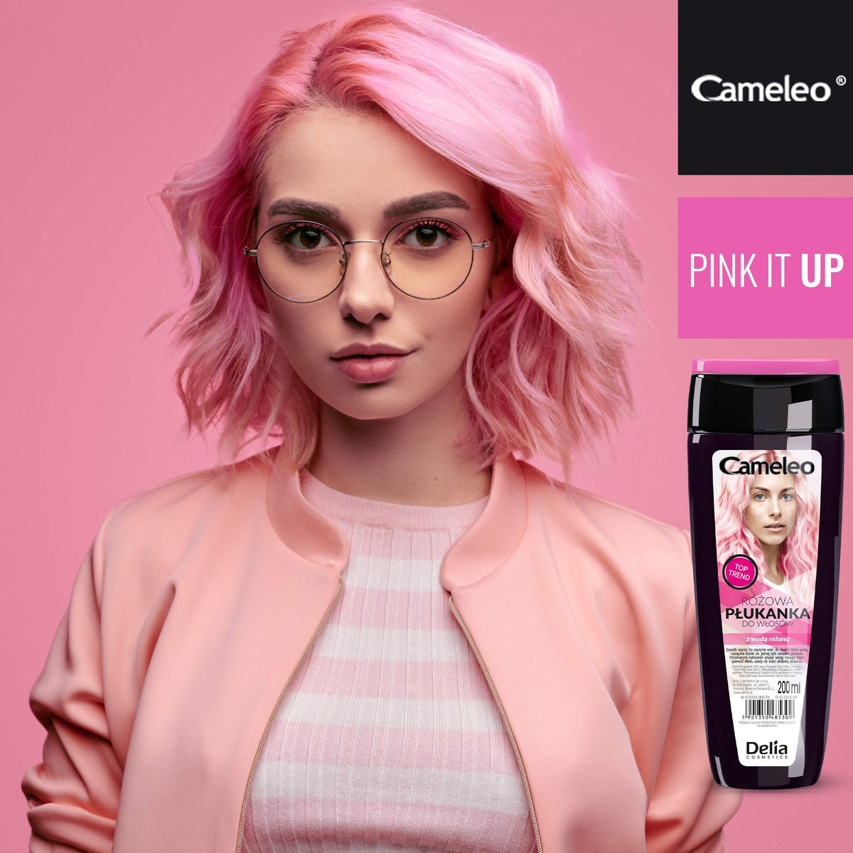 Cameleo - Pink Hair Toner with Rose Water, NO Yellow Shades, Tones, Semi Permanent Hair Dye - Blonde, Grey Hair - Colour & Care - Paraben Free | 200ml