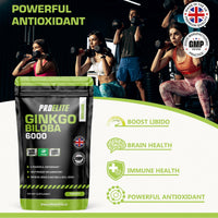 Ginkgo Biloba 6000mg 180 High Strength Vegan Tablets - Ginkgo Biloba Leaf 50:1 Extract | Gluten Free, GMO Free - Made in UK by PROELITE