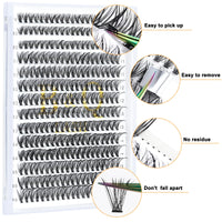 B&Qaugen Lash Clusters 30D-0.07D-9-15MIX B&Q Lash Individual Lashes 280 Clusters False Eyelash 20D 30D 40D Lash Clusters Extensions Individual Lashes Cluster DIY Eyelash Extensions at Home (30D-0.07D-9-15mix)