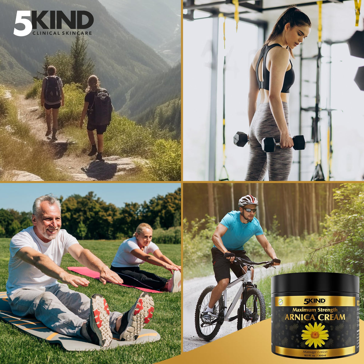 5KIND CLINICAL SKINCARE 5kind Extra Strong Arnica Cream Massage Lotion 300ml - Fast Acting Arnica Cream for Bruising and Swelling - Intensive Arnica Montana Extract Bruise Cream - Natural Muscle Cream for Muscles & Joints