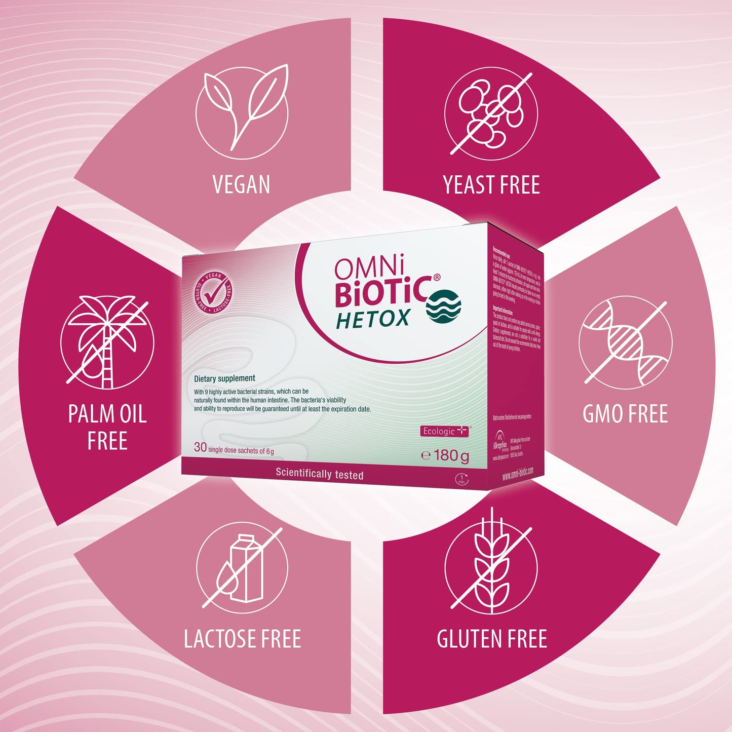 OMNi BiOTiC HETOX | 30 sachets (180g) | 9 Bacterial strains | 15 Billion Bacteria per Daily dose | Powder | Vegan | Glutenfree | Lactose-Free | for Daily use
