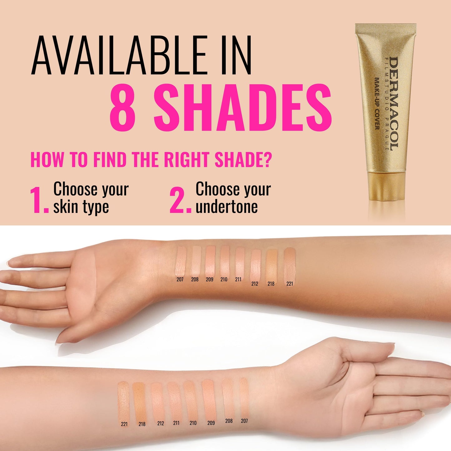 Dermacol Mini Full Coverage Foundation 13g, Liquid Matte Makeup with SPF 30, Waterproof Foundation for Oily Skin, Acne, & Under Eye Bags, Long-Lasting Makeup Products Shade - 210