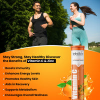 Trèsible Vitamin C and Zinc Effervescent Tablets (20 Count) - Vitamin C 1000mg Effervescent Tablets For Adult, Vit C Supplement to Improve Your Skin Health, Immunity & Energy Level, Vegan, Gluten Free