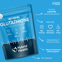 Mystic Nature Hybrid Health Liposomal Glutathione 2000mg Supplement - 120 Vegan Capsules, Enhanced Absorption Glutathione Supplement, Independently Third Party Lab Tested, UK Based Brand