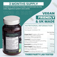Only Nutrients | Ginger Turmeric Bromelain & Papain with Black Pepper Extract | 180 High Strength Botanical Anti-Inflammatory Tablet Supplements | GMP Approved | UK Made
