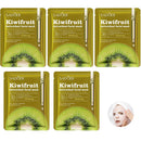 5Pcs Face Mask Facts Kiwi fruit | Brightens + Nourishes + Moisturizers | Vegan Mild Skin Deep Hydration Whitening and Antioxidant Sheet with Collagen and Natural Extracts for Radiant