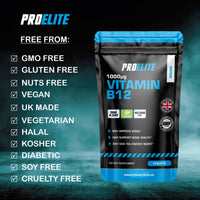 Vitamin B12 120 Tablets High Strength 1000mcg Vegan B12 Supplement | Pure Methylcobalamin | Tiredness and Fatigue Tablets | Immunity Supplements Made in UK by PROELITE