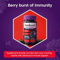 Sambucol Natural Black Elderberry Extra Defence Menthol Gummies |Vitamin A | Vitamin C | Vitamin D | Zinc |Advanced Immune Support Supplement| 30 Gummies