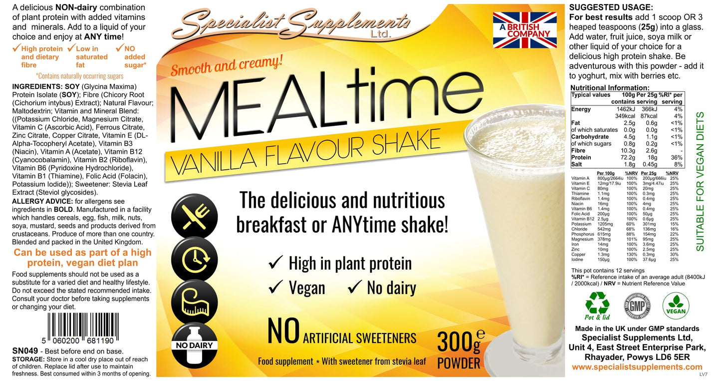 Specialist Supplements MEALtime Vanilla Flavour Shake 300g