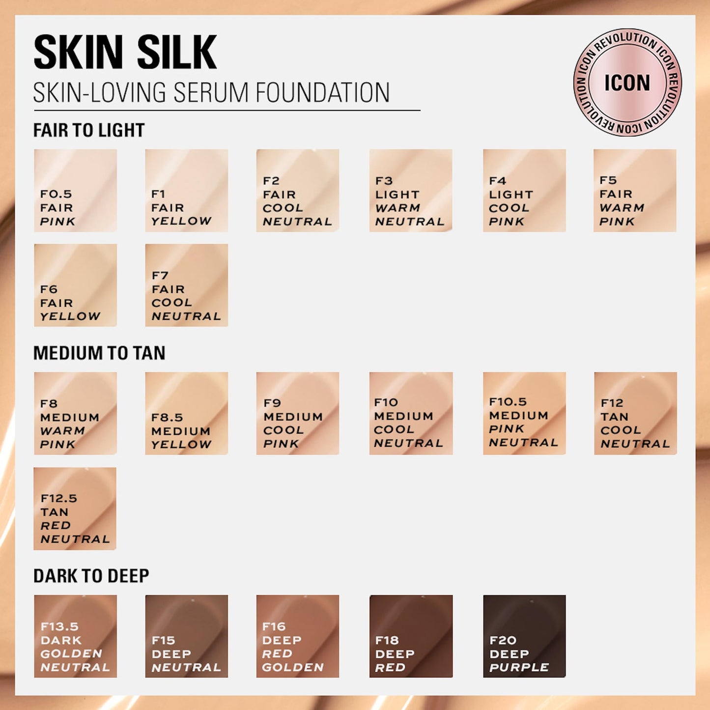 Revolution Beauty London Makeup Revolution, Skin Silk Serum Foundation, Light to Medium Coverage, Contains Hyaluronic Acid, F5, 23ml