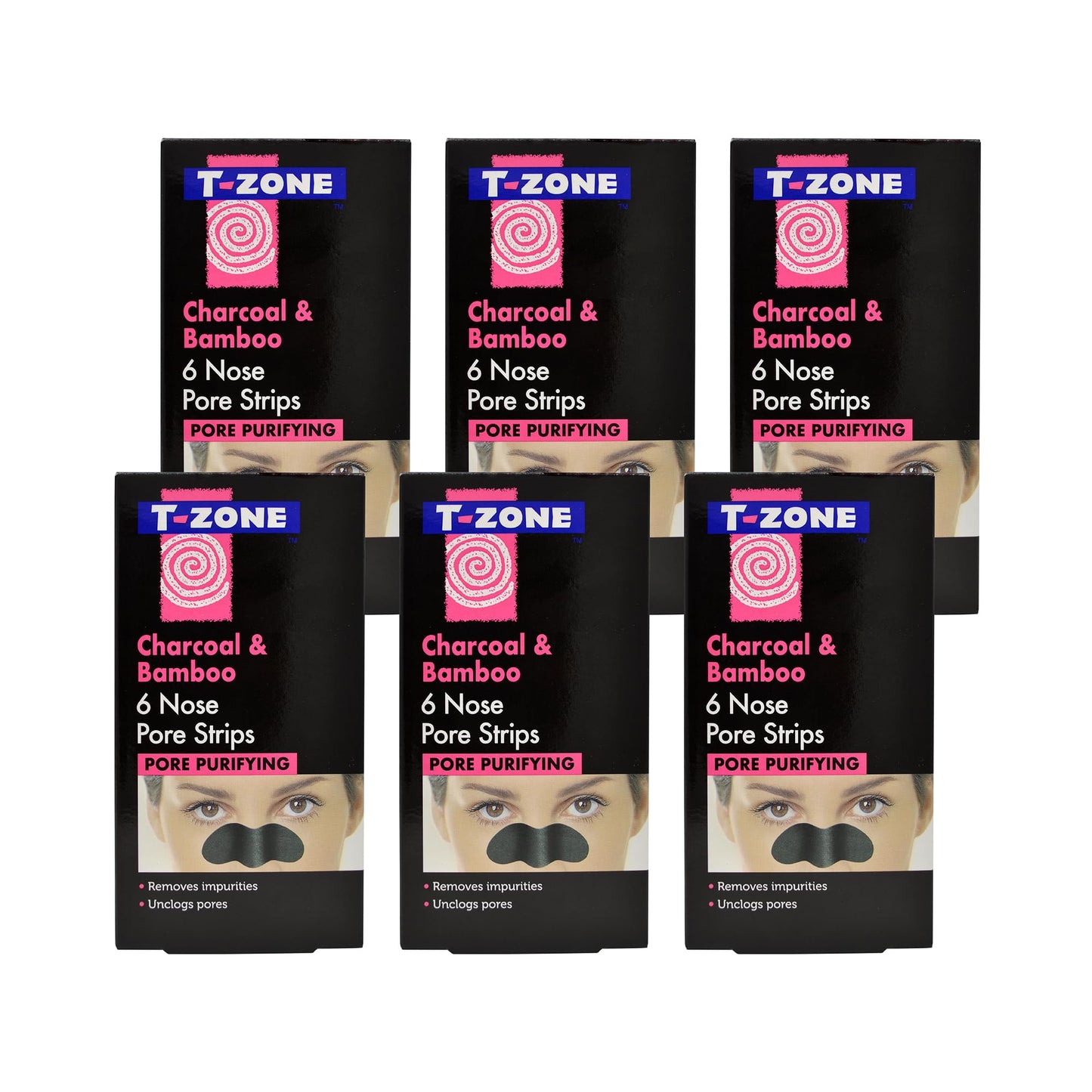 Creightons T-Zone 6 x 6 Multipack of Pack Charcoal & Bamboo Purifying Nose Pore Strips, Specially Formulated to Unclog Pores & Remove Impurities For Brighter, Clearer Skin