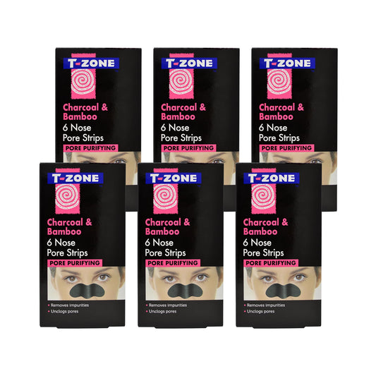 Creightons T-Zone 6 x 6 Multipack of Pack Charcoal & Bamboo Purifying Nose Pore Strips, Specially Formulated to Unclog Pores & Remove Impurities For Brighter, Clearer Skin