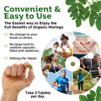 Inner Vitality Pure Organic Moringa Tablets 180/2-Month Supply, Zero Additives