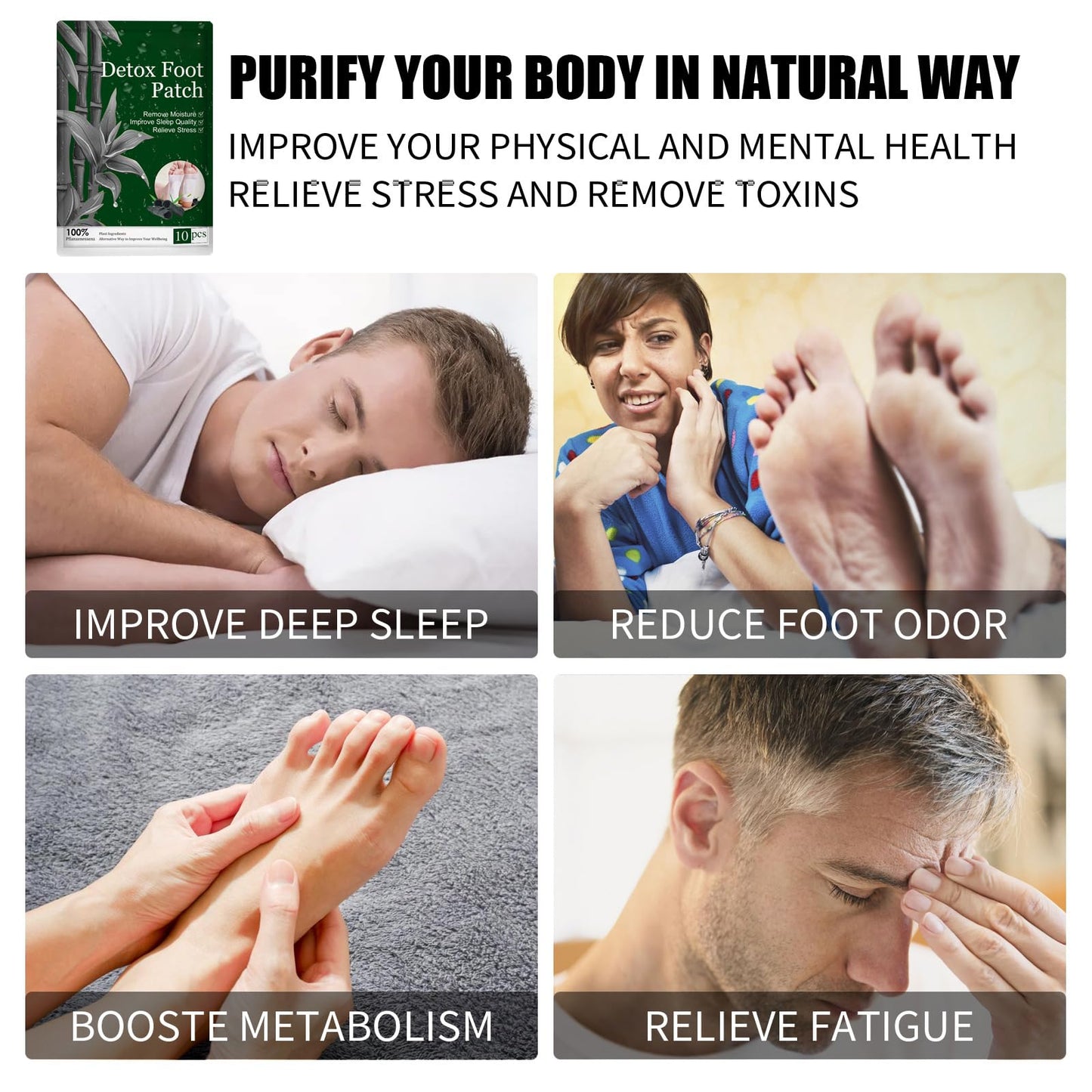 Nexolla Foot Patch, Foot Patch, Detoxification Foot Plaster, Detox Plaster Foot, Improve Sleep Quality, Promote Blood Circulation, Relieve Fatigue, Detoxify the Feet