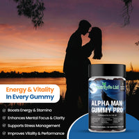 Alpha Man Gummy Pro - Powerful 5-in-1 Blend with Shilajit, Ashwagandha, Rhodiola, Red Ginseng & Maca Root | Vegan, Halal, Gluten-Free, Non-GMO | GMP & ISO Certified | 60 Gummies.