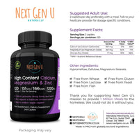 NGU Next Gen U Calcium Magnesium Zinc - Essential Mineral Supplement - 240 Vegan Caplets - for Immune Support and Bone Strength - for Adults Women and Men - by NextGenU