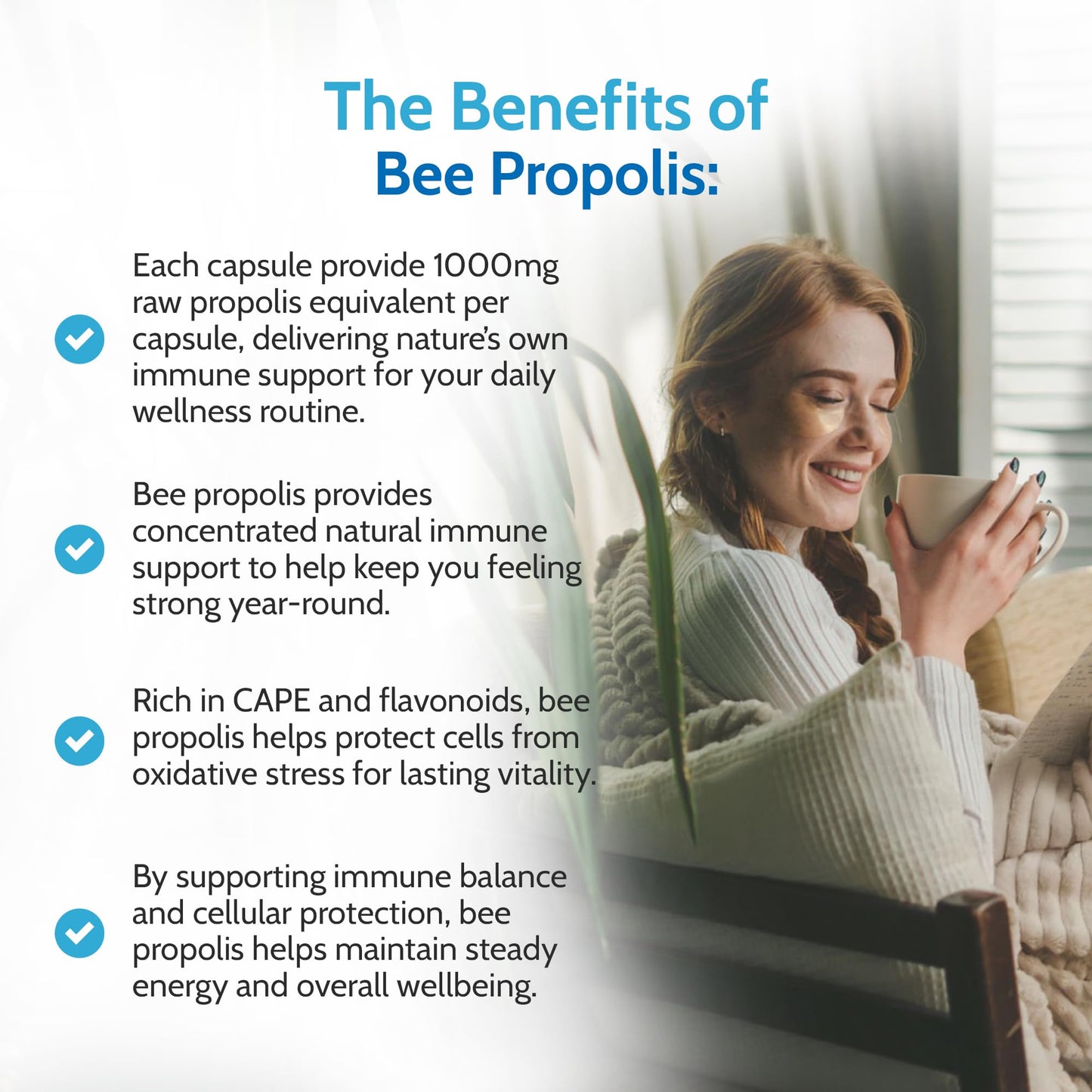 Health4All Bee Propolis 1000mg per Capsule 180 Capsules, High Strength Immune System Booster, Natural Immune Support Supplement (not Tablets) | Made in UK