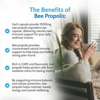 Health4All Bee Propolis 1000mg per Capsule 90 Capsules, High Strength Immune System Booster, Natural Immune Support Supplement (not Tablets) | Made in UK