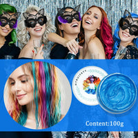 HTRUIYATY Temporary Blue Hair Colour Wax Natural Washable Instant Hair Color Pomades Mud for Kids Adult Cosplay Halloween Party