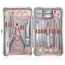 Keiby Citom Manicure Set 18pcs Professional Nail Clippers Kit Pedicure Care Tools-Stainless Steel Grooming Tools with Rose Gold PU Leather Case for Travel & Home (Rose Gold)