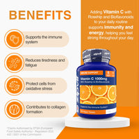 Zipvit Vitamin C 1000mg, 180 High Strength Vitamin C Tablets with Rosehip & Bioflavonoids, Vegan VIT C Supplement, Supports The Immune System and Reduction of Tiredness and Fatigue