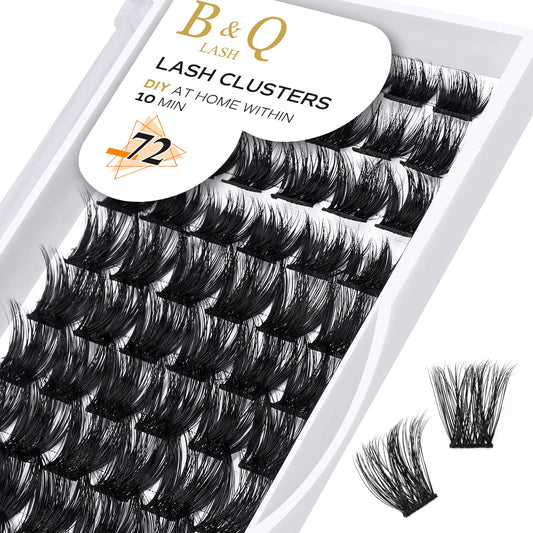 BelleQiana B&Q Wispy Cluster Lashes B06 72PCS D Curl 8-16mm Mixed Length Mega Volume Eyelash Clusters, Soft Fluffy Individual(B06-D-8-16MIX)