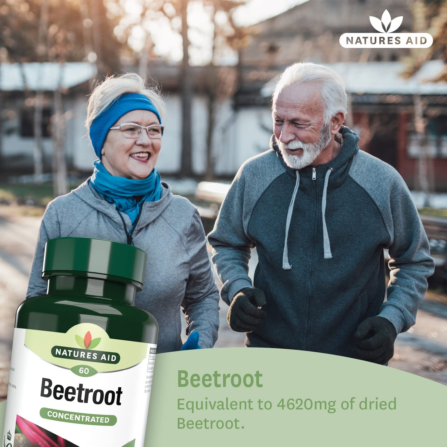 Natures Aid Beetroot 4620mg Supplement - Concentrated High Potency 9240mg Dried Root 1400mg Beetroot Extract - Supports Blood Pressure, Digestion and Detox - Non-GMO, Vegan, Gluten-Free - 60 Capsules