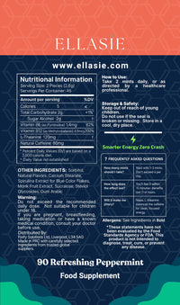 ELLASIE NeuroCharge Energy & Focus Gum (Peppermint, 90 Pieces) | 80mg Natural Caffeine + L-Theanine + Vitamin B12 & B6 | Sugar Free Nootropic Cognitive Brain Performance Supplement