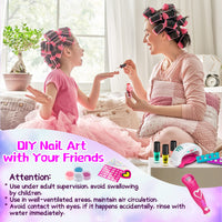 hirsrian Toys for 5 6 7 8 9 10 Year Old Girls, Kids Nail Polish Sets for Girls, Kids Makeup Sets for Girls, Present for 5-9 Year Old Girl, Nail Art Craft Kits for Kids, Best Gift for 5 6 7 8 9 Year Old Girl