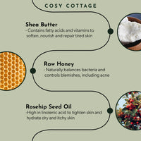 Cosy Cottage Soap Cosy Cottage Honey and Rosehip Oil Natural Face Cream 60ml | Geranium and Patchouli Essential Oils | Smooth Rich Texture | 100% Natural | Palm Oil Free | Vegan Friendly