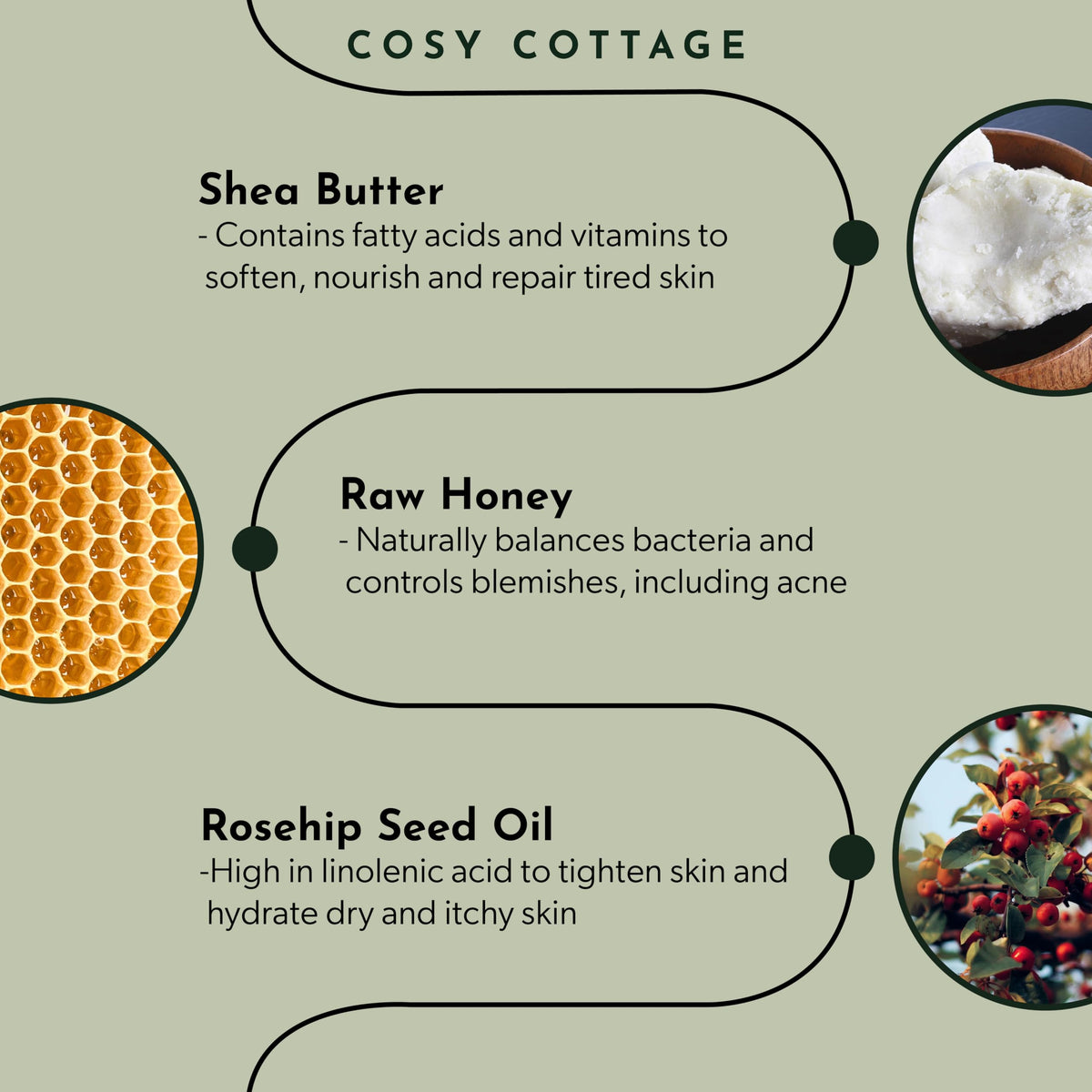 Cosy Cottage Soap Cosy Cottage Honey and Rosehip Oil Natural Face Cream 60ml | Geranium and Patchouli Essential Oils | Smooth Rich Texture | 100% Natural | Palm Oil Free | Vegan Friendly