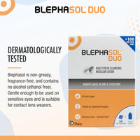 THEA PHARMA Blephasol Duo Micellar Eyelid Cleansing Lotion | Gentle, Effective Removal of Dirt & Makeup from sensitive Eyelids and Lashes | Perfume & Alcohol-Free | 3 PACK | 3 x 100 ml Bottle |300 Lint-Free Pads